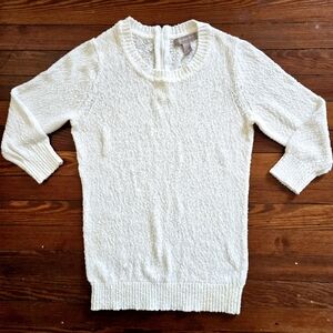 Banana Republic White Cotton Boucle Sweater
